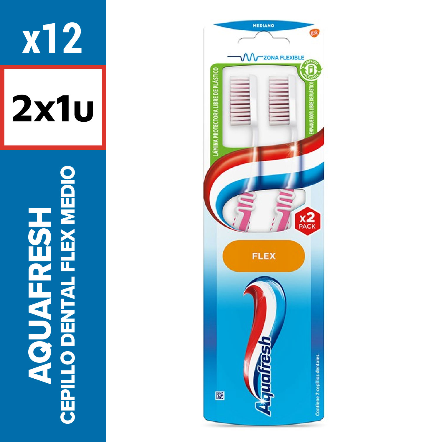 Aquafresh Cepillo Dental Flex 2x1 Medio