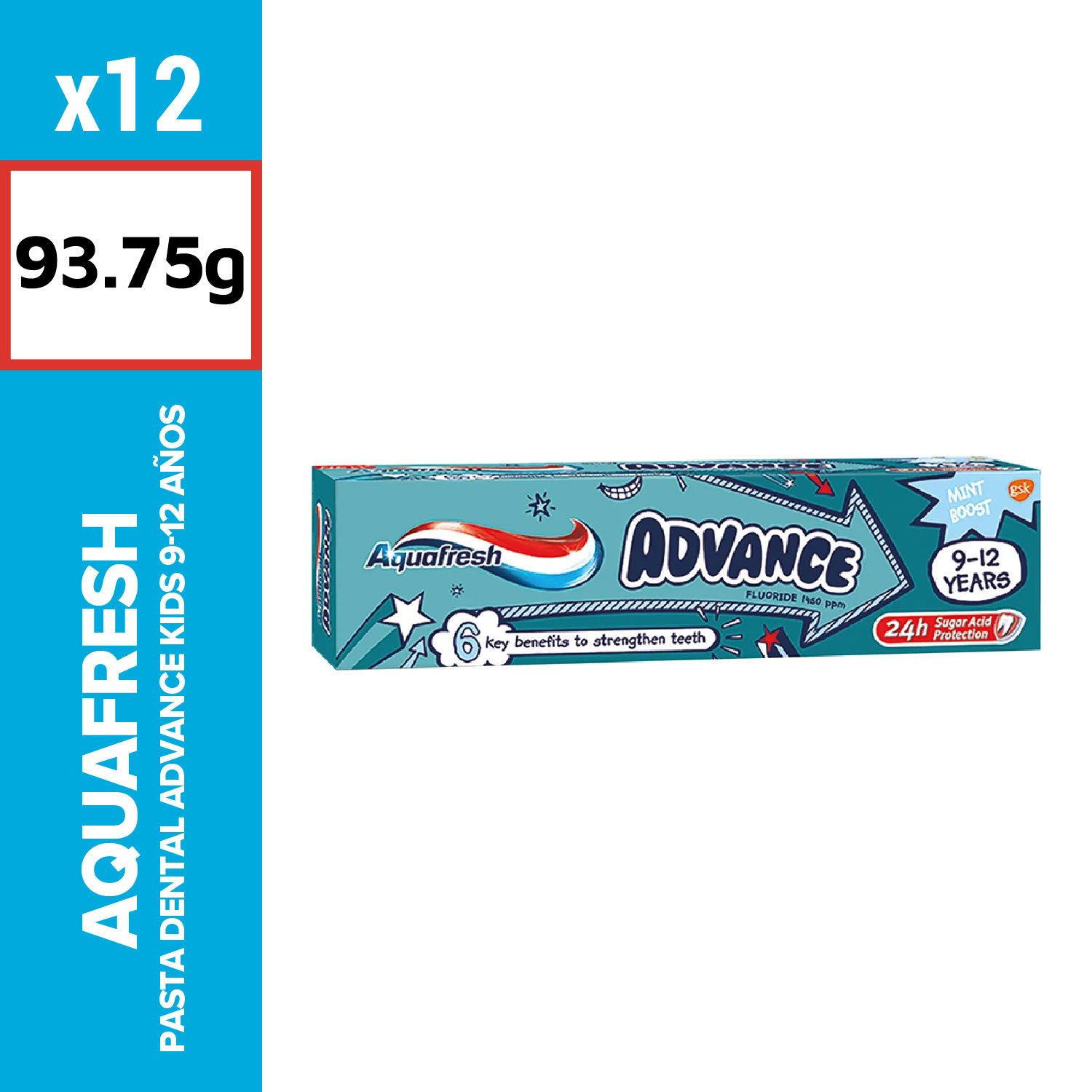 Aquafresh Pasta Dental Advance Kids 93.75g 9-12 Años
