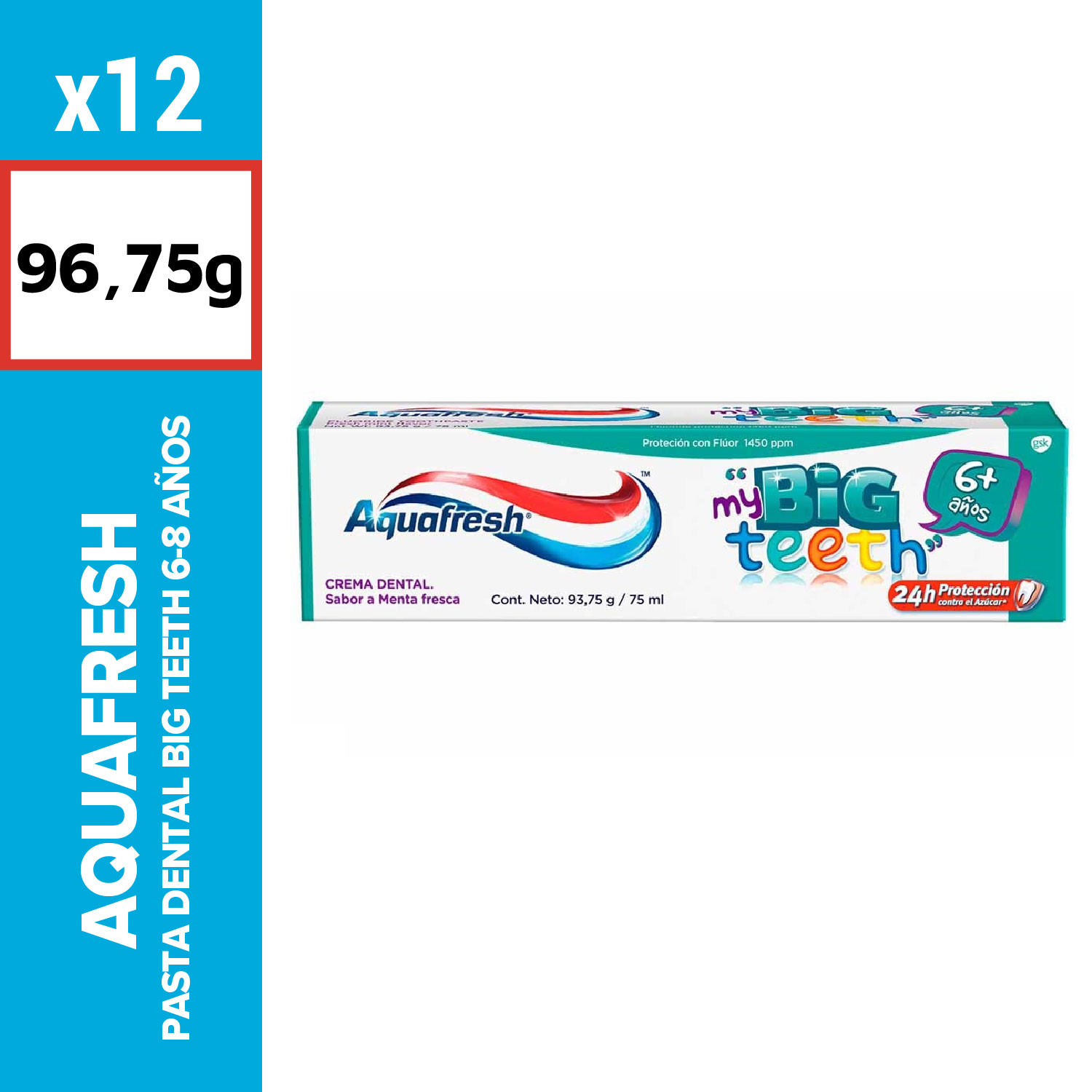 Aquafresh Pasta Dental Big Teeth 93.75g 6-8 Años