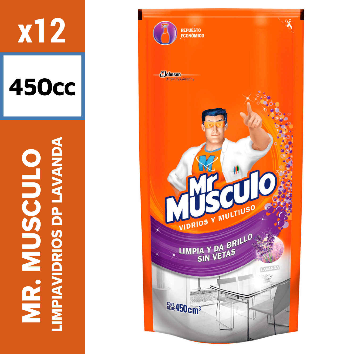 Mr. Músculo Limpiavidrios DP 450cc Lavanda