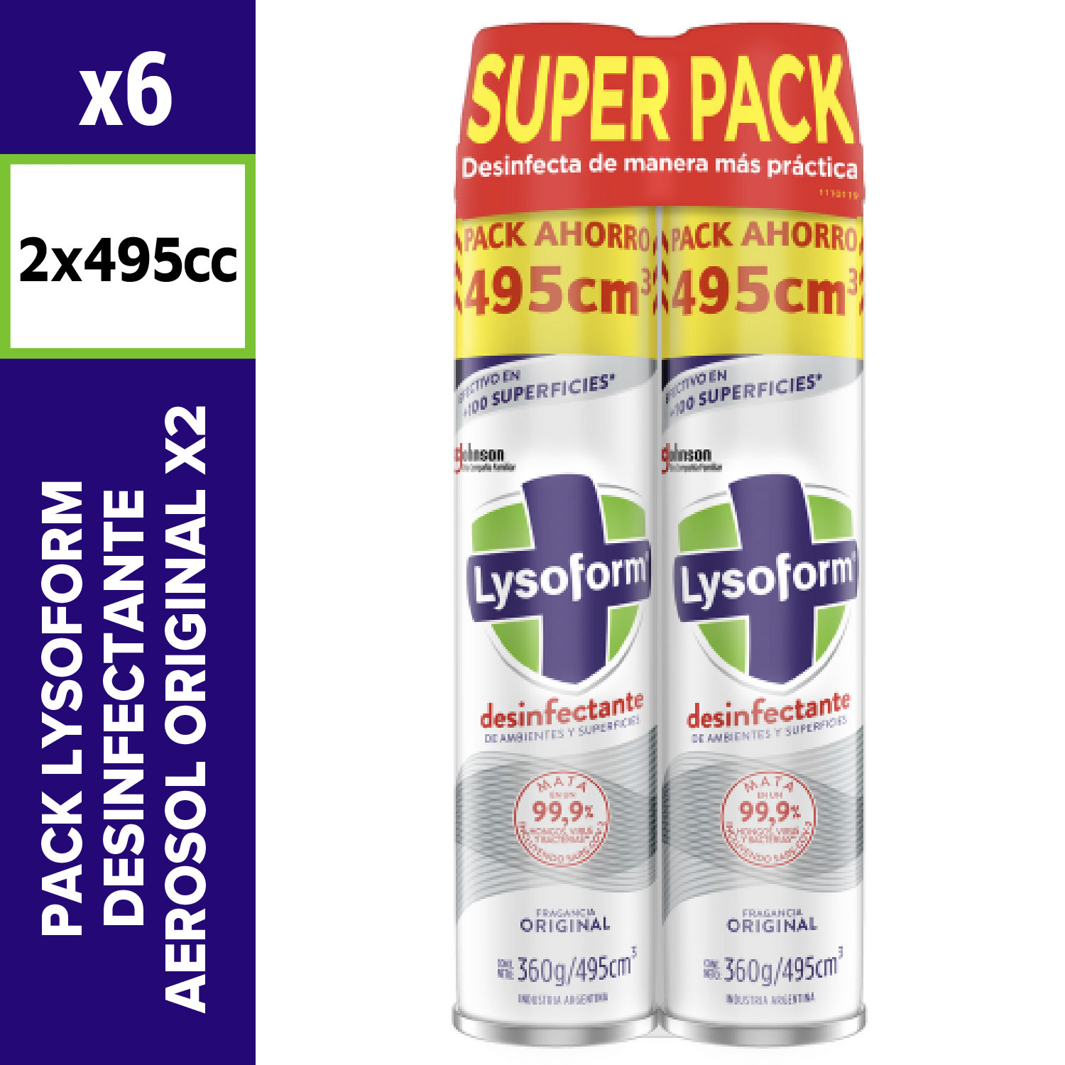 Pack Lysoform Desinfectante Aerosol 495cc Original x2