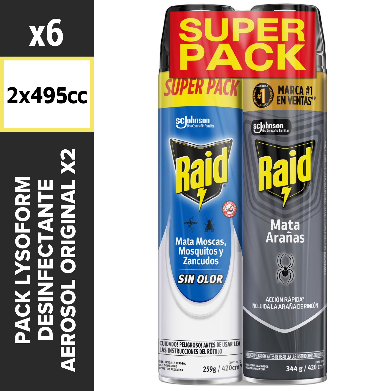 Pack Raid Mata Arañas Moscas y Mosquitos Sin Olor