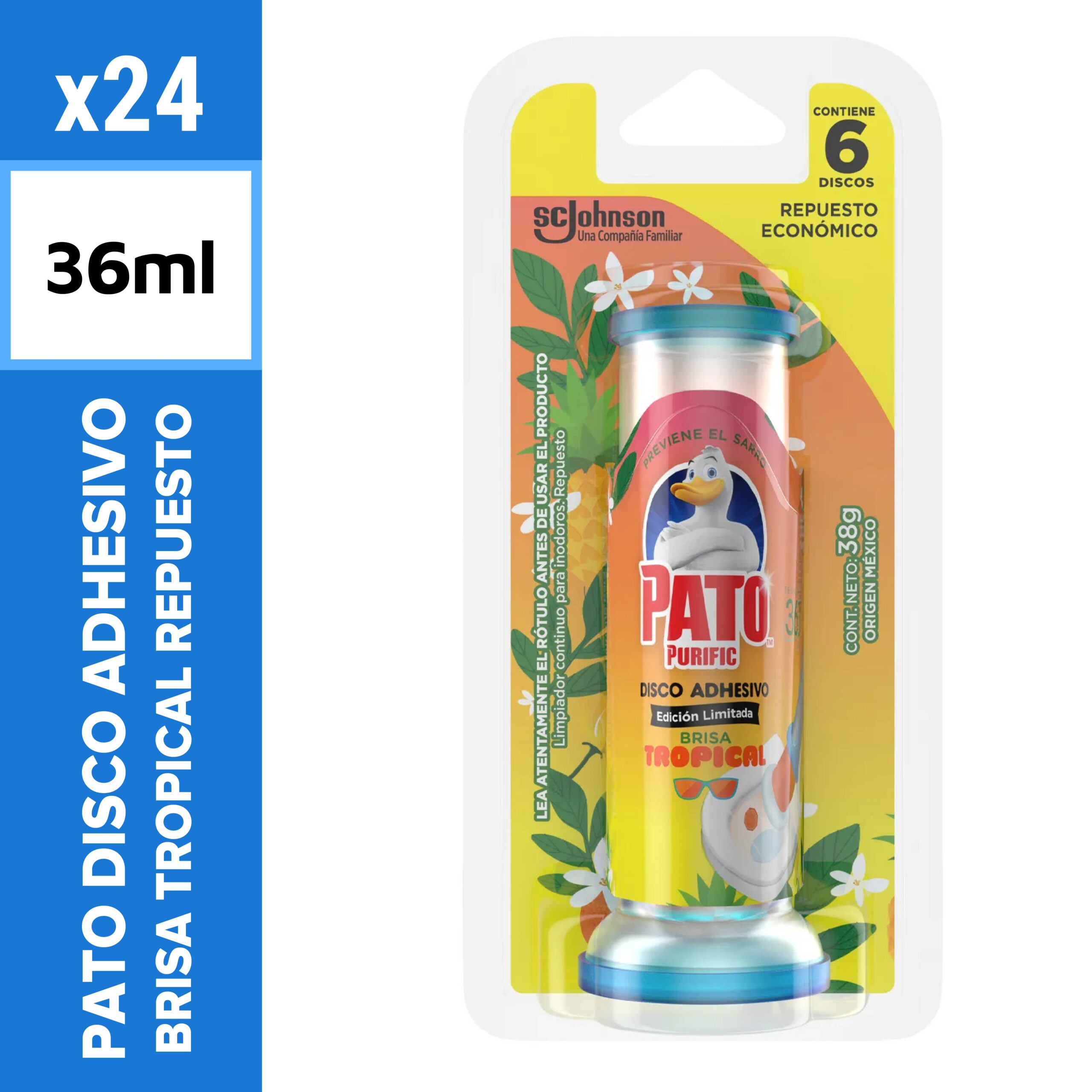 Pato Disco Adhesivo Brisa Tropical Repuesto 36ml