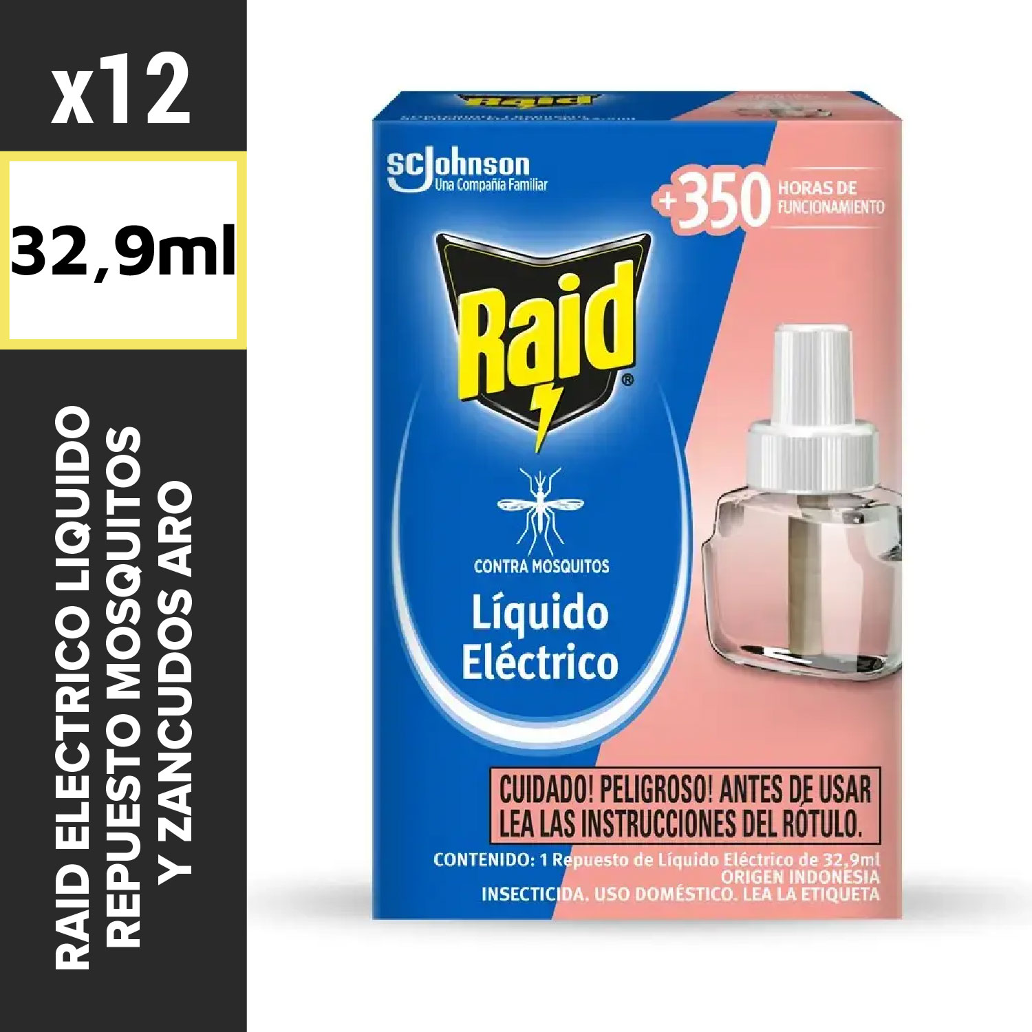 Raid Eléctrico Líquido Repuesto Mosquitos y Zancudos 32.9ml Aro