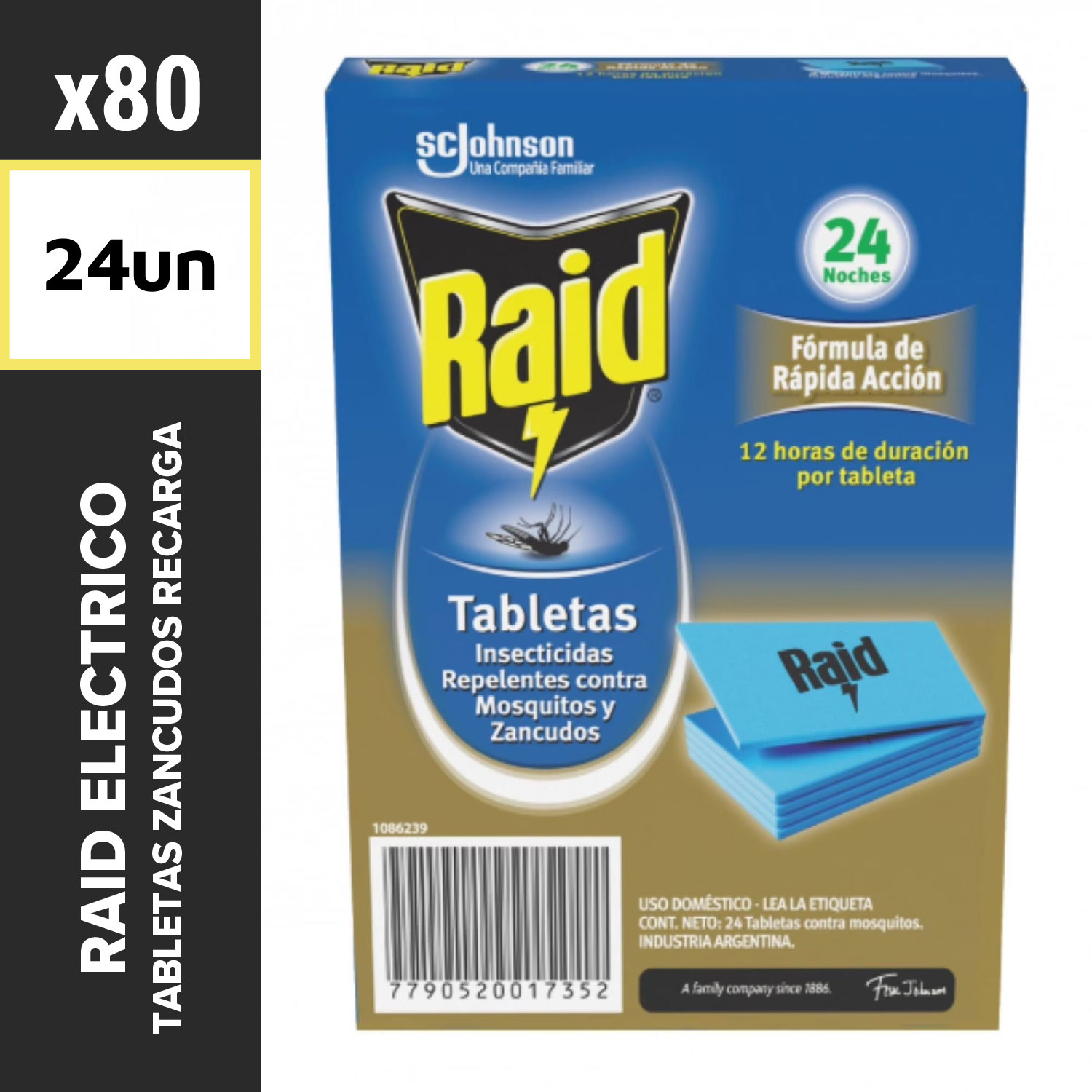 Raid Eléctrico Tabletas Zancudos Recarga 24un