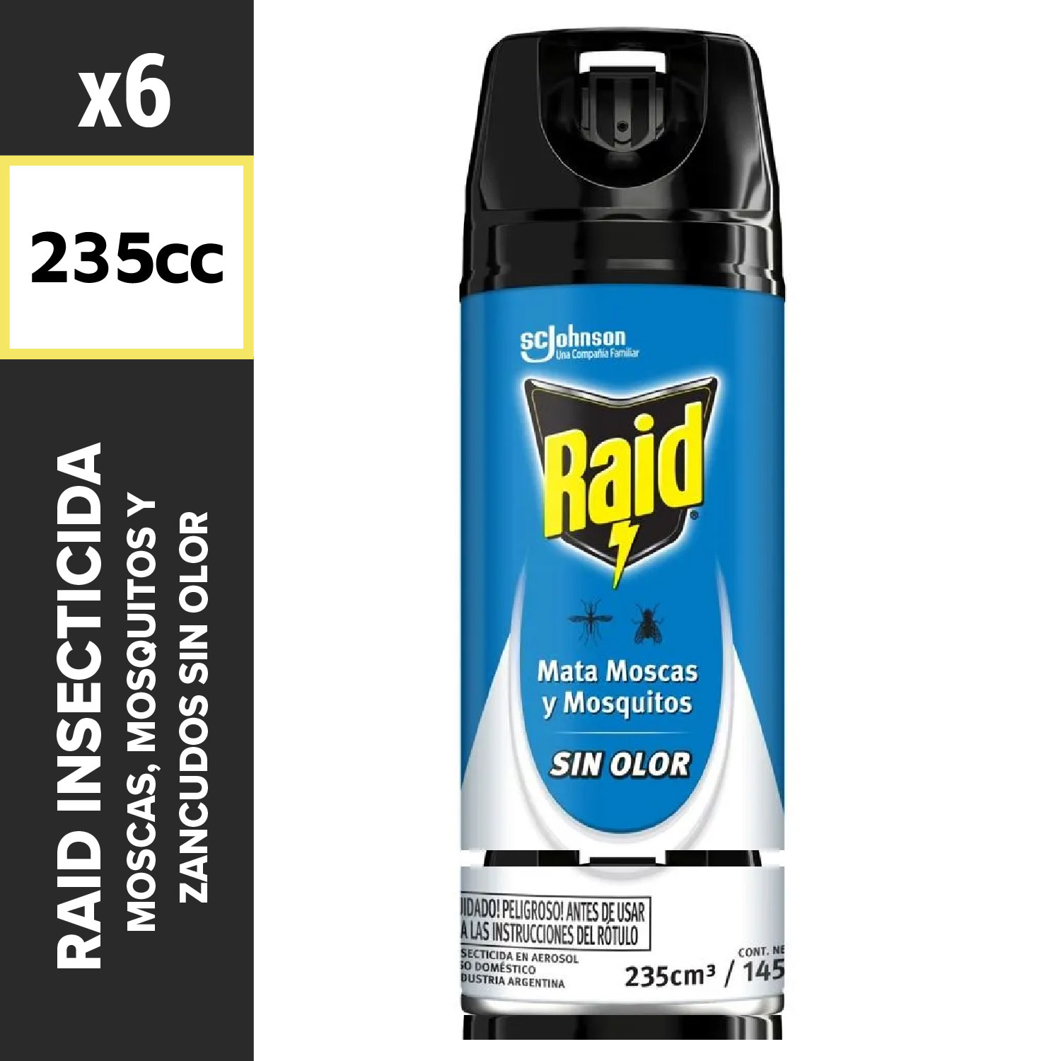 Raid Insecticida 235cc Moscas Mosquitos y Zancudos Sin Olor