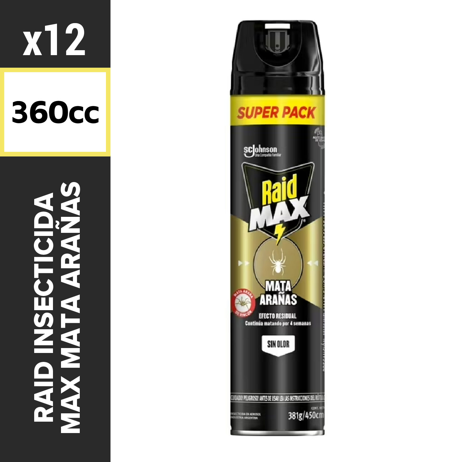 Raid Insecticida 360cc Max Mata Arañas