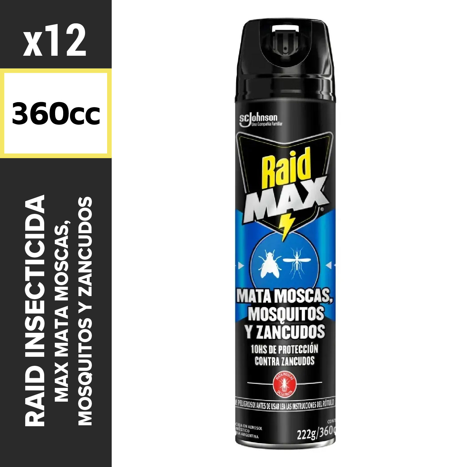 Raid Insecticida 360cc Max Mata Moscas Mosquitos y Zancudos