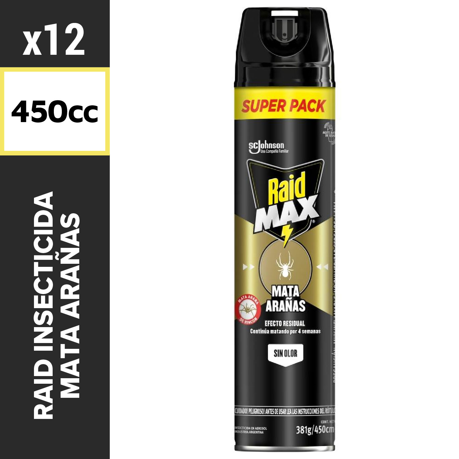 Raid Insecticida 450cc Max Mata Arañas