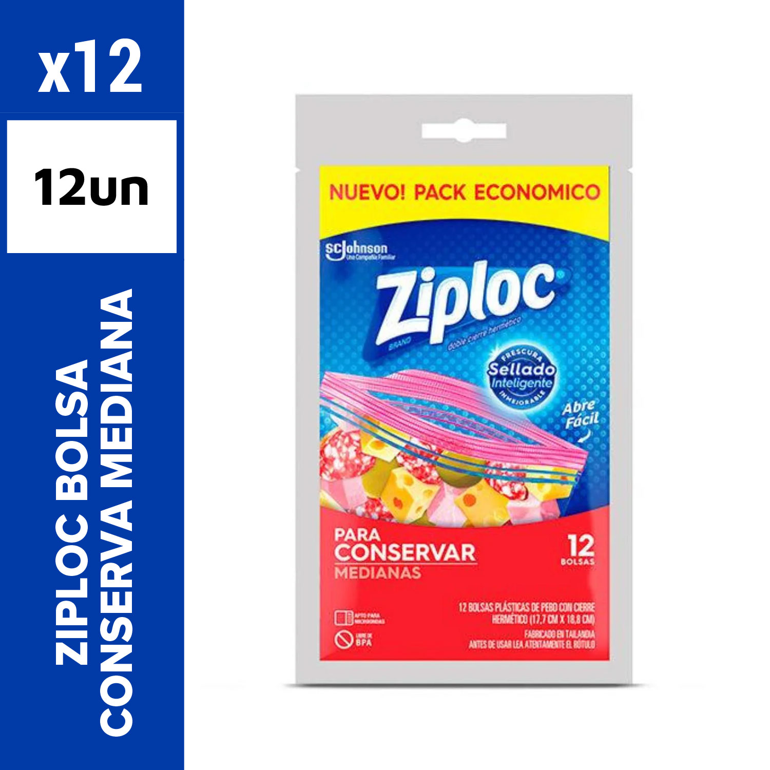 Ziploc Bolsa Conserva Mediana 12un