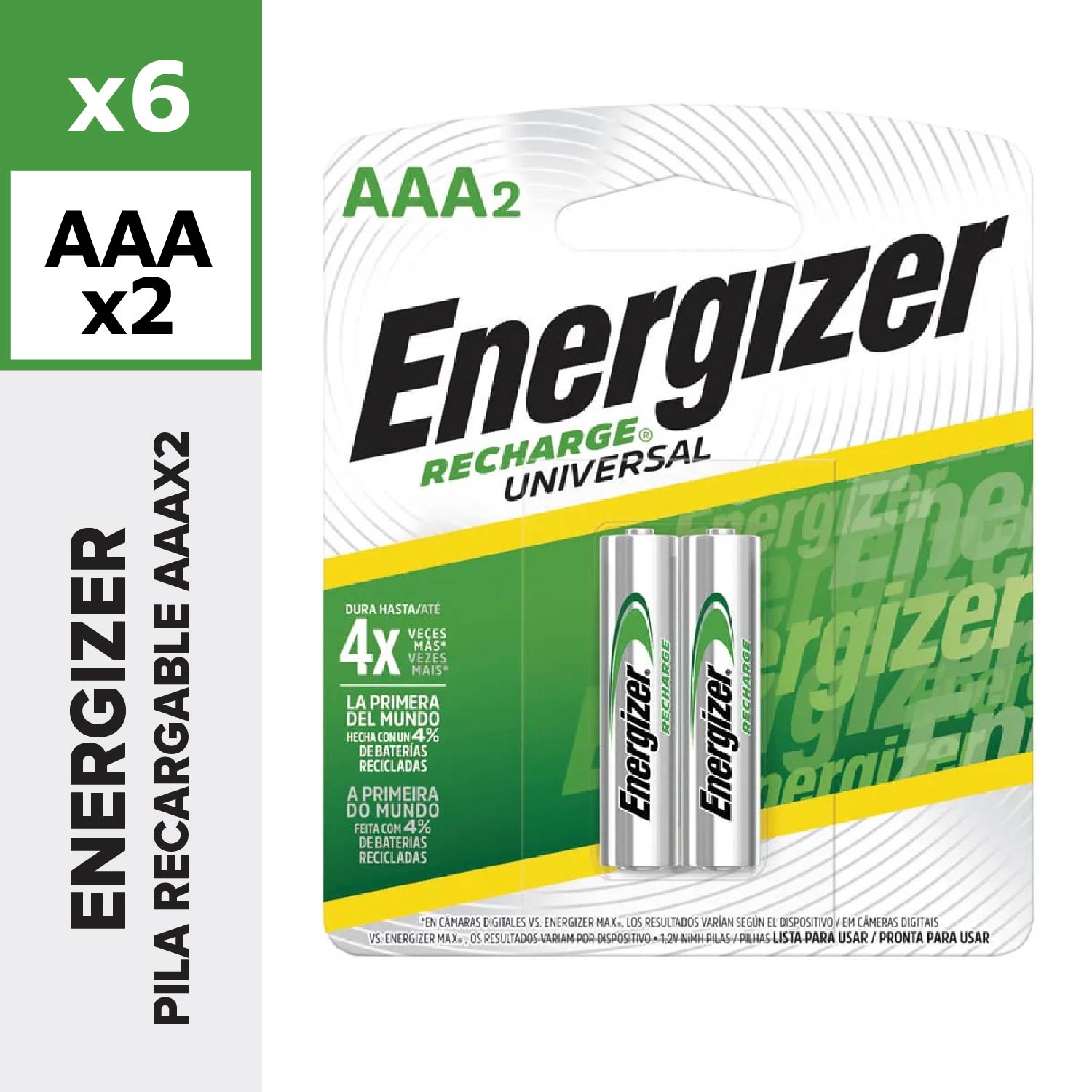 Energizer Pila Recargable AAAX2