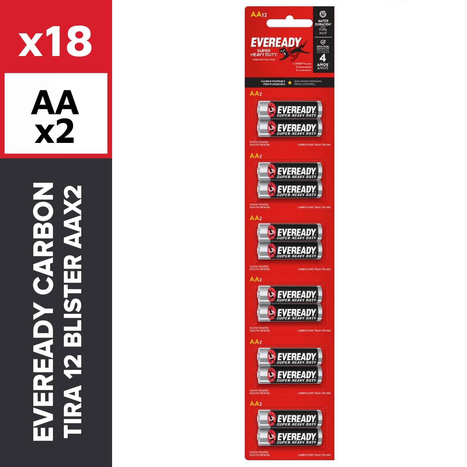 Eveready Carbon Tira 12 Blister Aax2